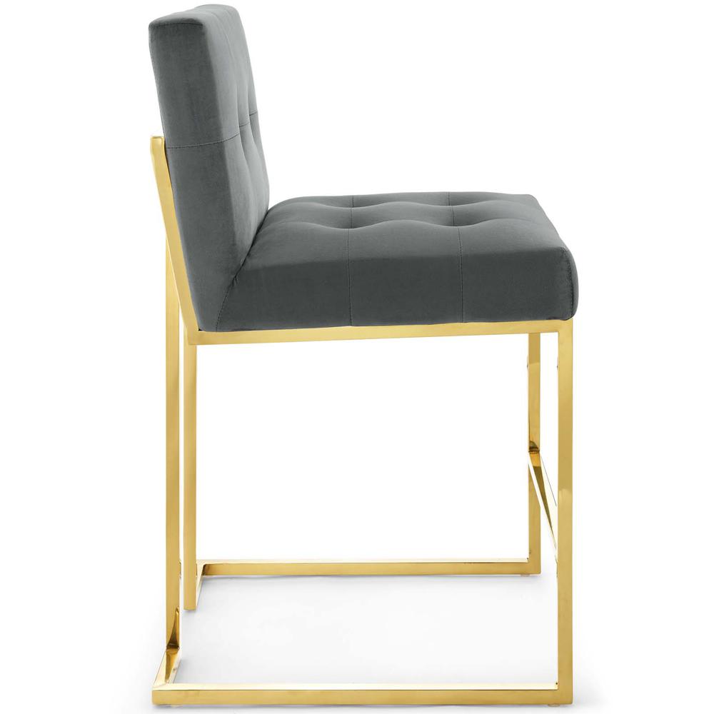 Privy Gold Stainless Steel Performance Velvet Counter Stool. Picture 2