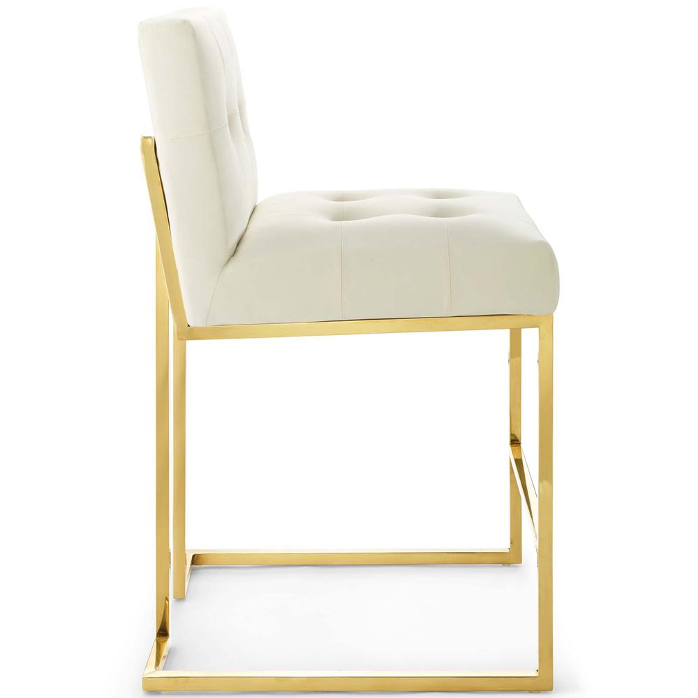 Privy Gold Stainless Steel Performance Velvet Counter Stool. Picture 2