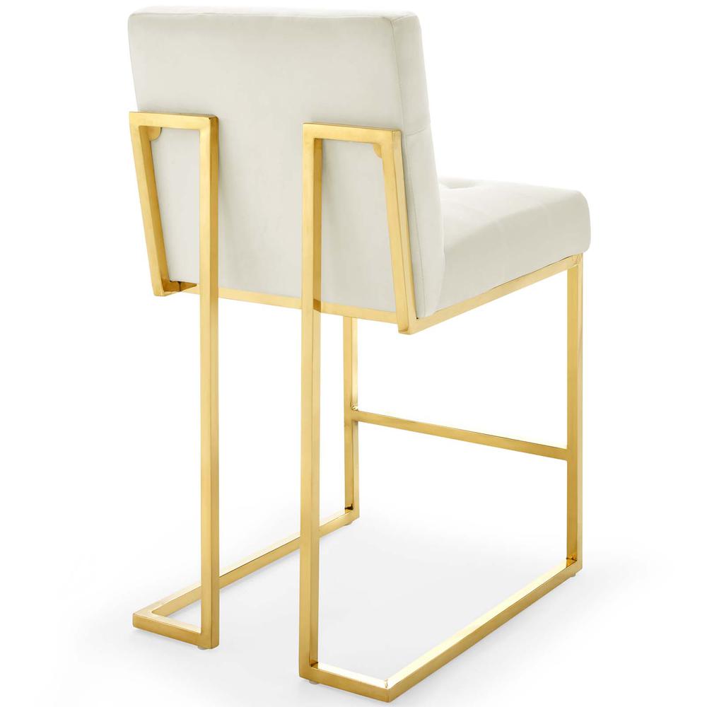 Privy Gold Stainless Steel Performance Velvet Counter Stool. Picture 3