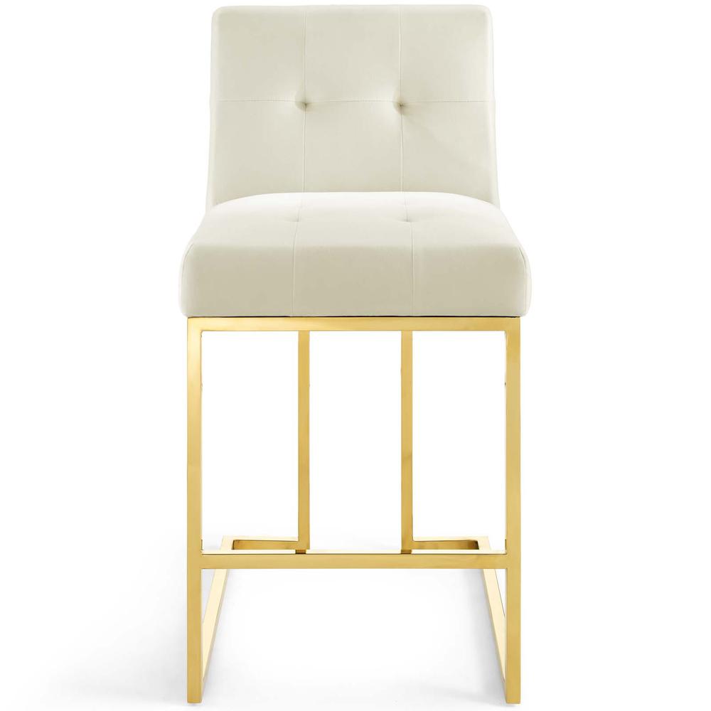 Privy Gold Stainless Steel Performance Velvet Counter Stool. Picture 4