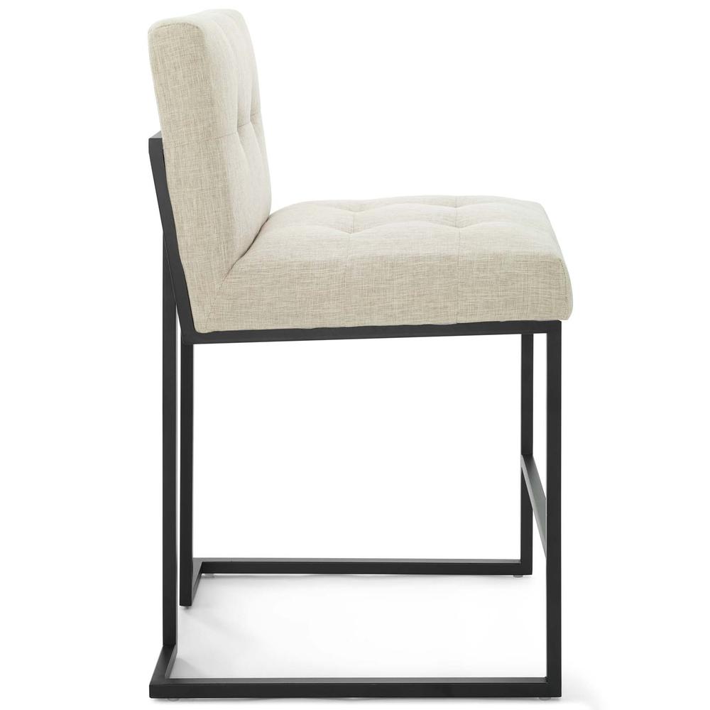 Privy Black Stainless Steel Upholstered Fabric Counter Stool - Black Beige EEI-3854-BLK-BEI. Picture 2