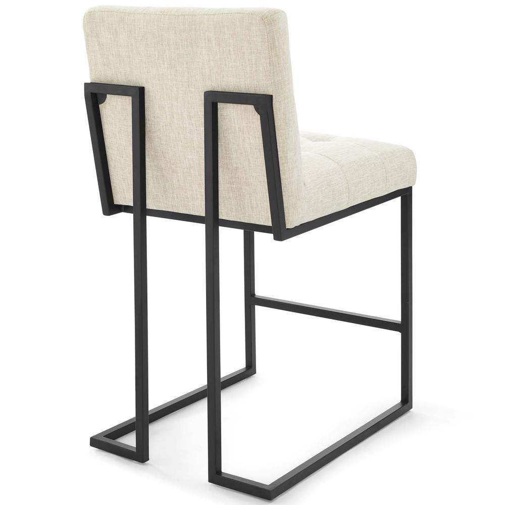 Privy Black Stainless Steel Upholstered Fabric Counter Stool - Black Beige EEI-3854-BLK-BEI. Picture 3