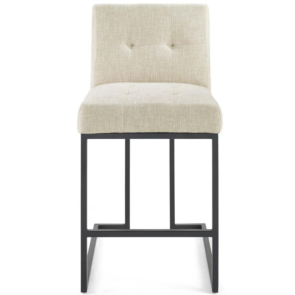 Privy Black Stainless Steel Upholstered Fabric Counter Stool - Black Beige EEI-3854-BLK-BEI. Picture 4