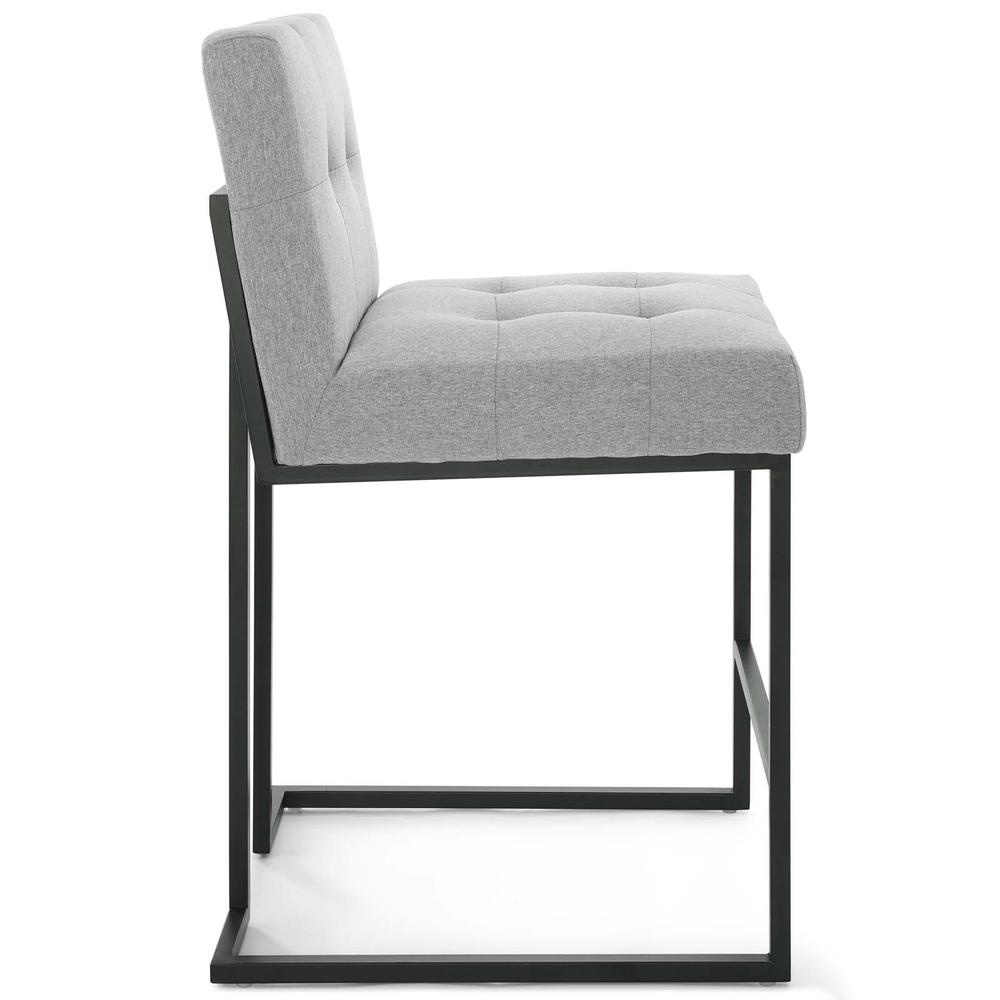Privy Black Stainless Steel Upholstered Fabric Counter Stool - Black Light Gray EEI-3854-BLK-LGR. Picture 2