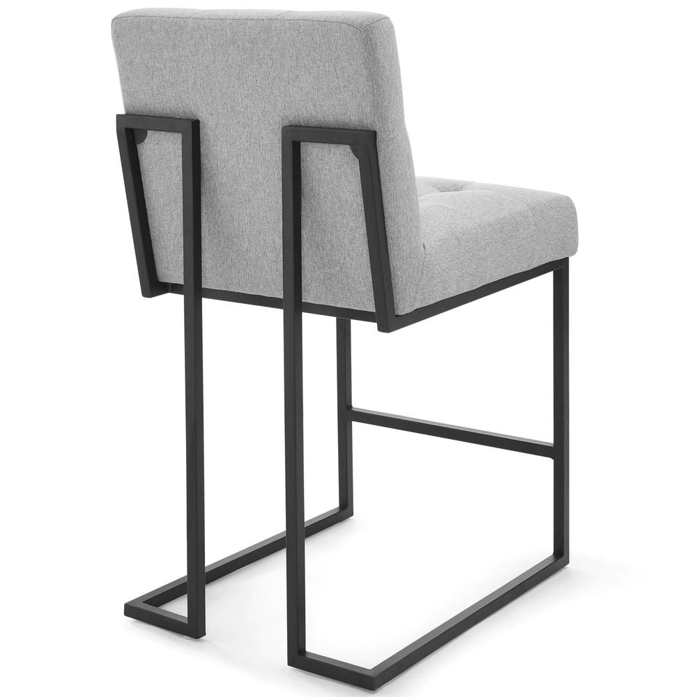 Privy Black Stainless Steel Upholstered Fabric Counter Stool - Black Light Gray EEI-3854-BLK-LGR. Picture 3