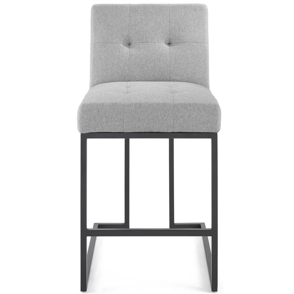 Privy Black Stainless Steel Upholstered Fabric Counter Stool - Black Light Gray EEI-3854-BLK-LGR. Picture 4