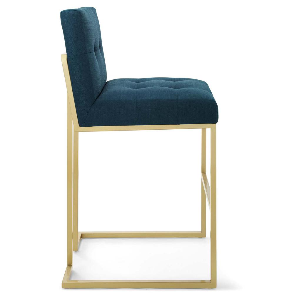 Privy Gold Stainless Steel Upholstered Fabric Bar Stool - Gold Azure EEI-3855-GLD-AZU. Picture 2