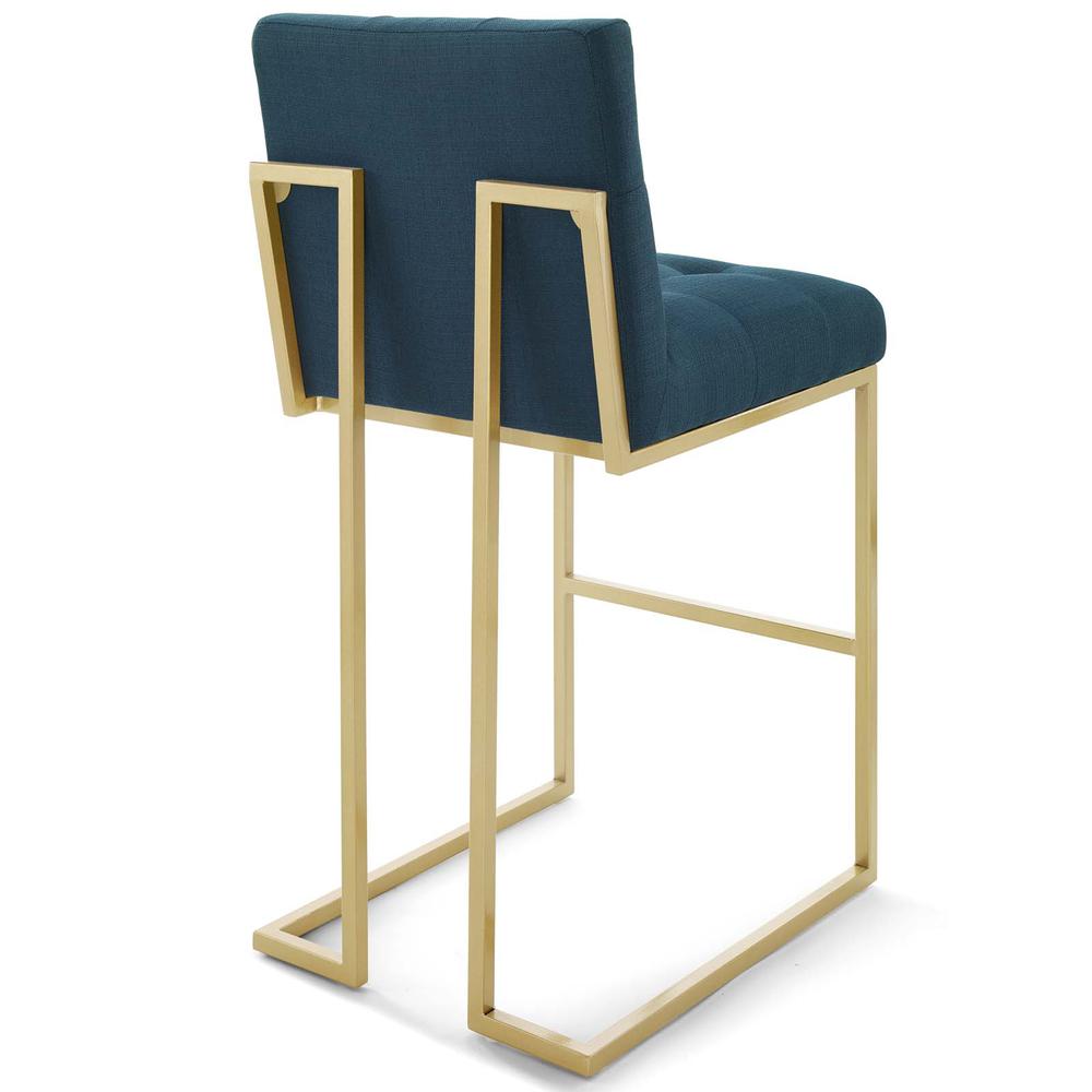 Privy Gold Stainless Steel Upholstered Fabric Bar Stool - Gold Azure EEI-3855-GLD-AZU. Picture 3