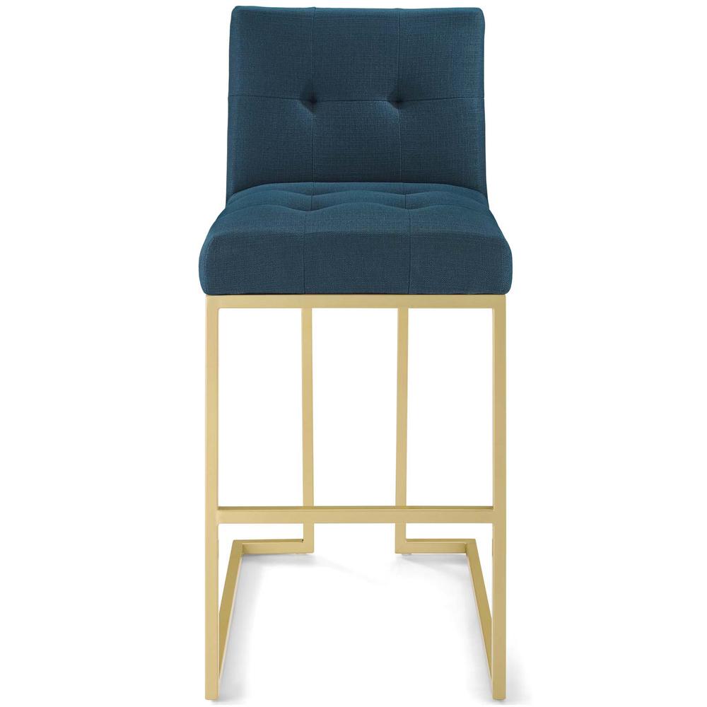 Privy Gold Stainless Steel Upholstered Fabric Bar Stool - Gold Azure EEI-3855-GLD-AZU. Picture 4