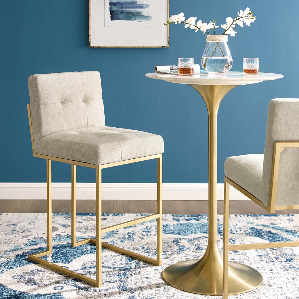 Privy Gold Stainless Steel Upholstered Fabric Bar Stool. Picture 8