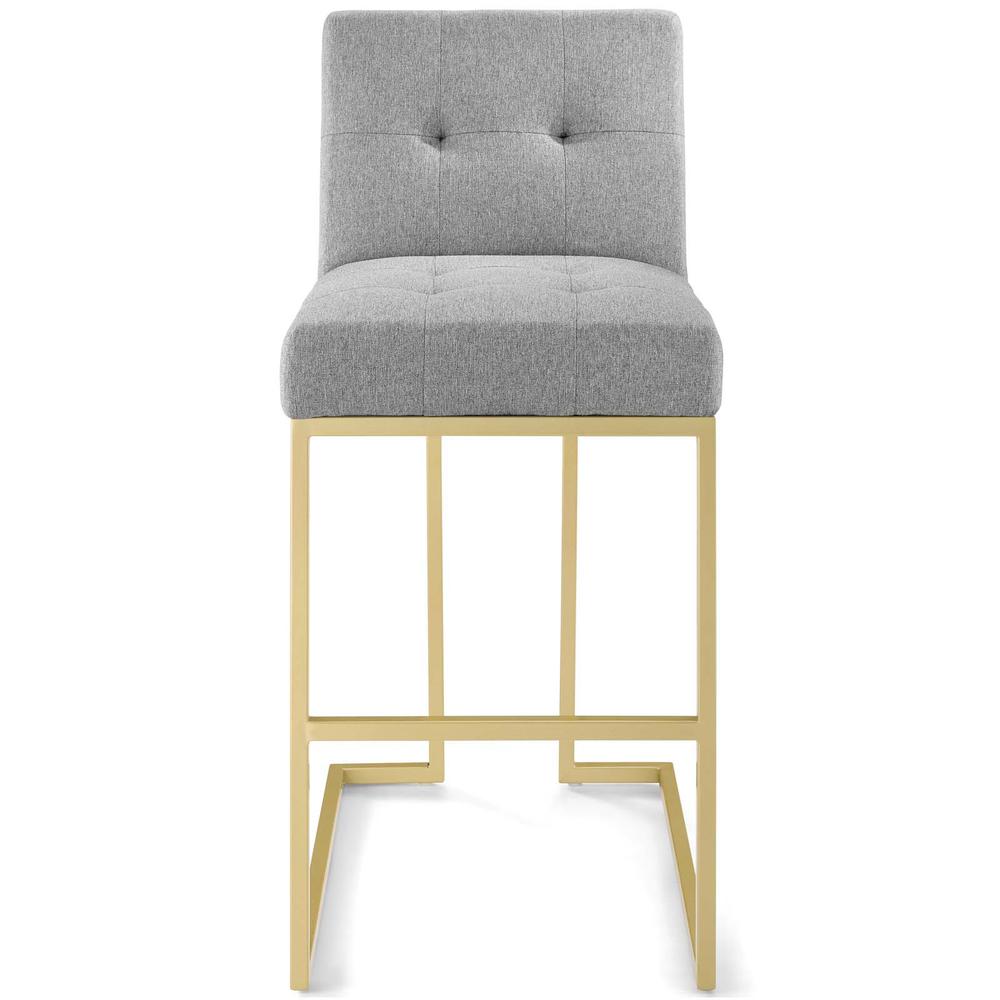 Privy Gold Stainless Steel Upholstered Fabric Bar Stool - Gold Light Gray EEI-3855-GLD-LGR. Picture 4