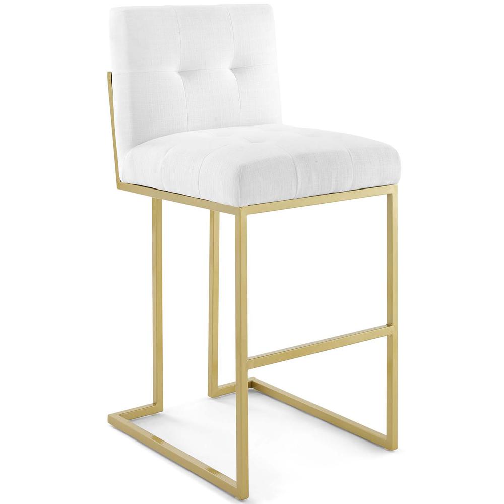 Privy Gold Stainless Steel Upholstered Fabric Bar Stool - Gold White EEI-3855-GLD-WHI. The main picture.