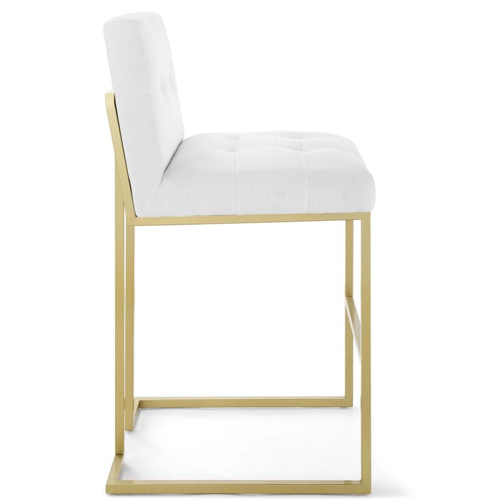 Privy Gold Stainless Steel Upholstered Fabric Bar Stool - Gold White EEI-3855-GLD-WHI. Picture 2