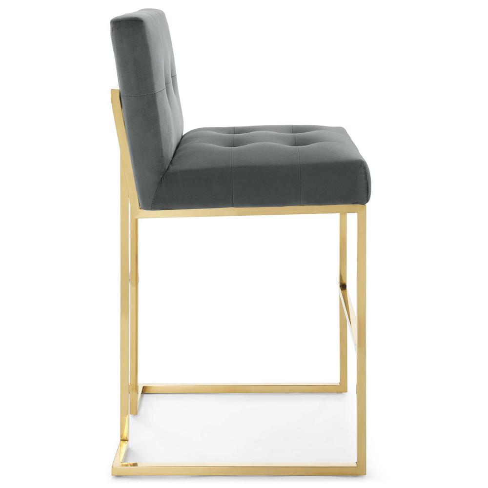 Privy Gold Stainless Steel Performance Velvet Bar Stool - Gold Charcoal EEI-3856-GLD-CHA. Picture 2