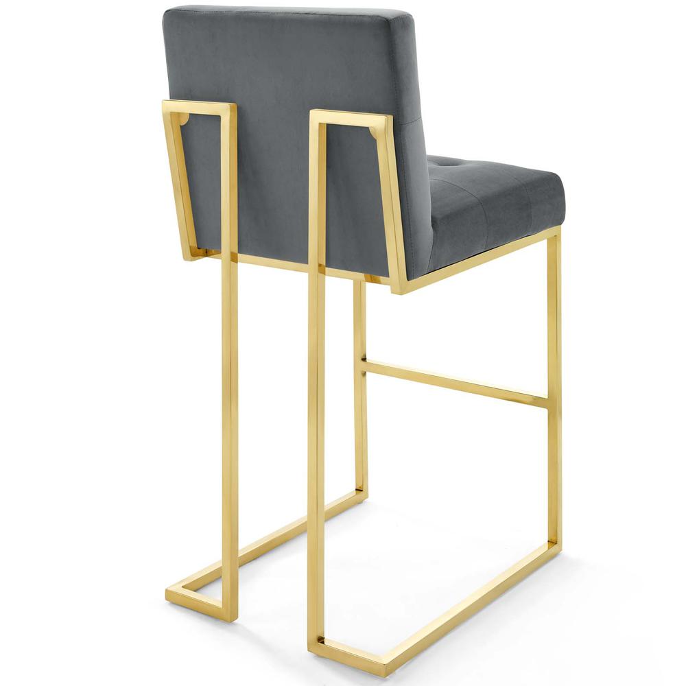 Privy Gold Stainless Steel Performance Velvet Bar Stool - Gold Charcoal EEI-3856-GLD-CHA. Picture 3
