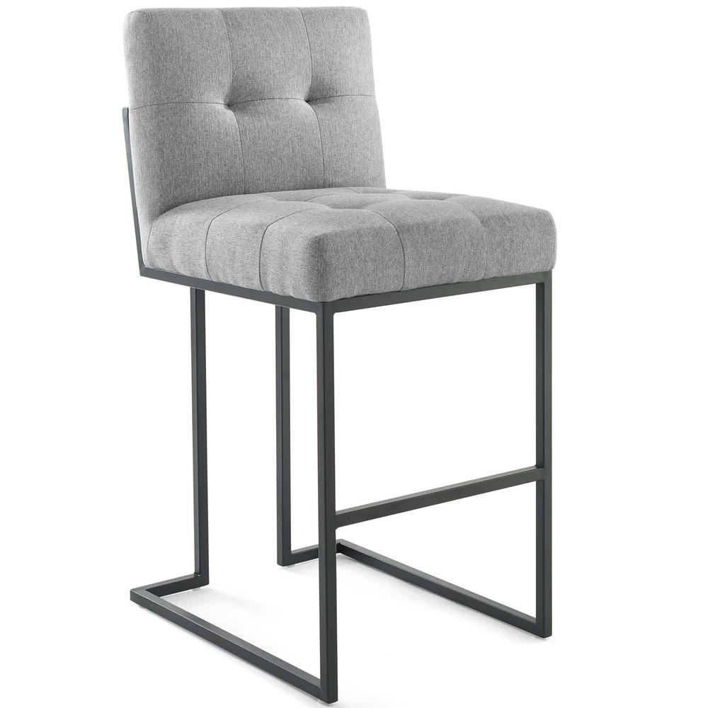 Privy Black Stainless Steel Upholstered Fabric Bar Stool. Picture 1