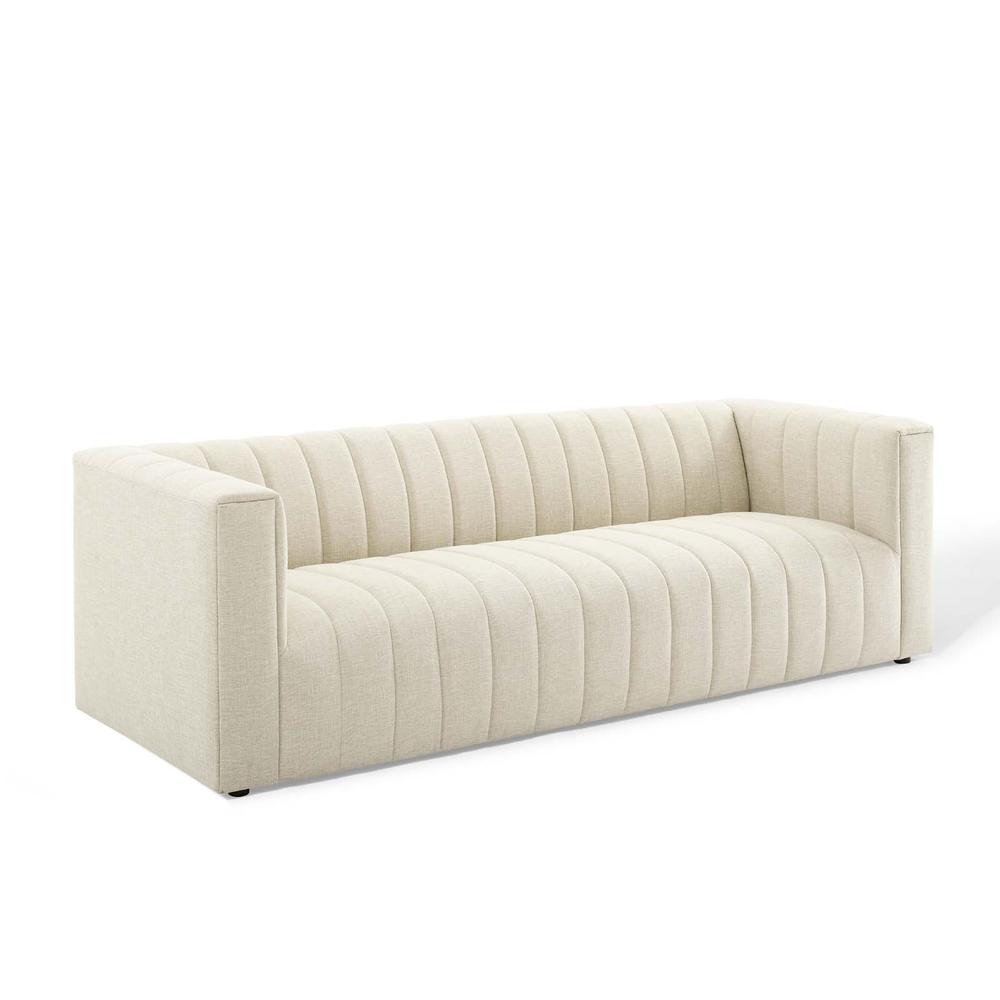 Reflection Channel Tufted Upholstered Fabric Sofa. Picture 1