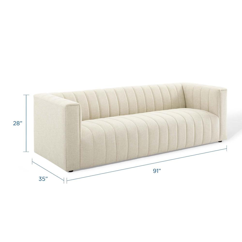 Reflection Channel Tufted Upholstered Fabric Sofa. Picture 2