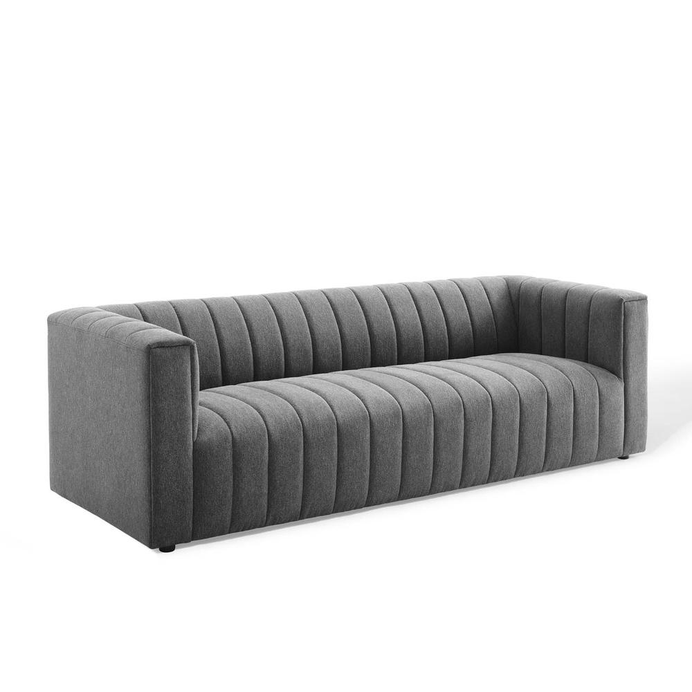 Reflection Channel Tufted Upholstered Fabric Sofa - Charcoal EEI-3881-CHA. The main picture.