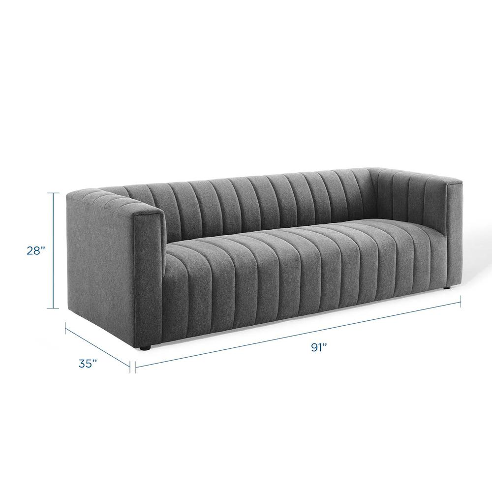 Reflection Channel Tufted Upholstered Fabric Sofa - Charcoal EEI-3881-CHA. Picture 2