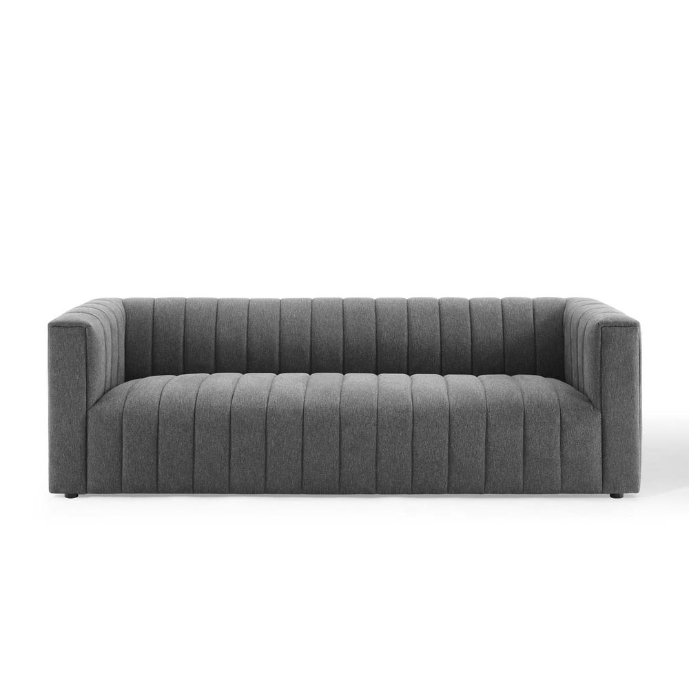 Reflection Channel Tufted Upholstered Fabric Sofa - Charcoal EEI-3881-CHA. Picture 5