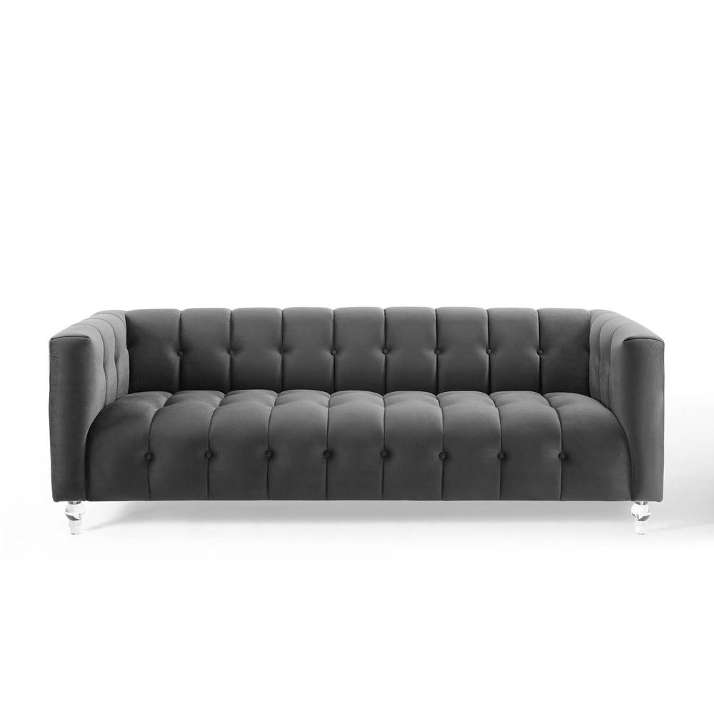Mesmer Channel Tufted Button Performance Velvet Sofa. Picture 5