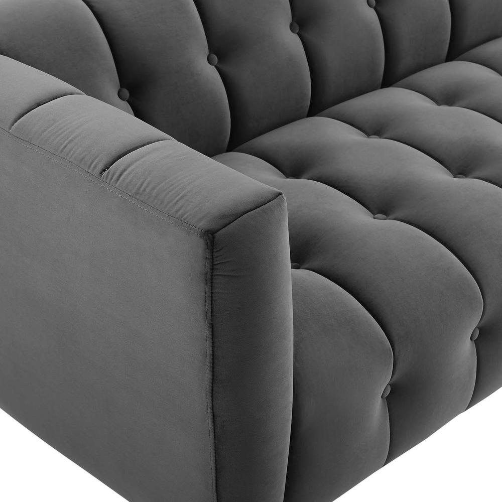 Mesmer Channel Tufted Button Performance Velvet Sofa. Picture 6
