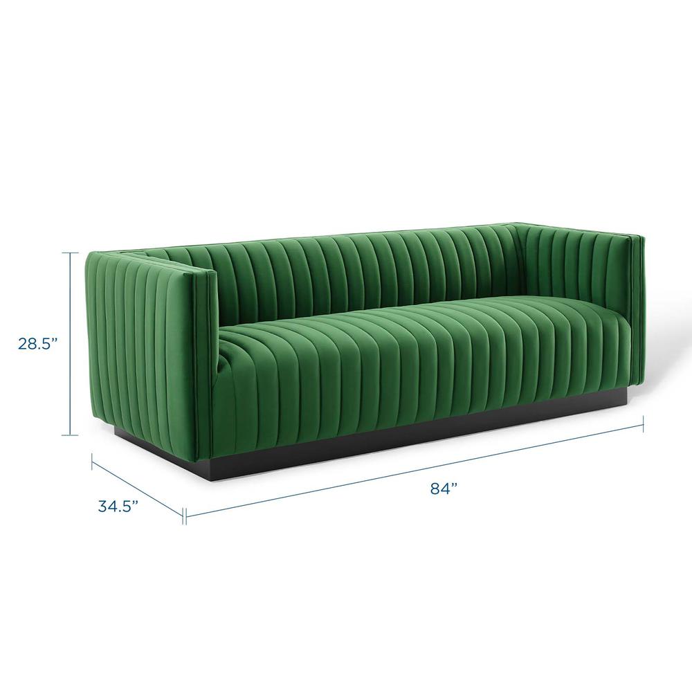 Conjure Channel Tufted Velvet Sofa - Emerald EEI-3885-EME. Picture 2