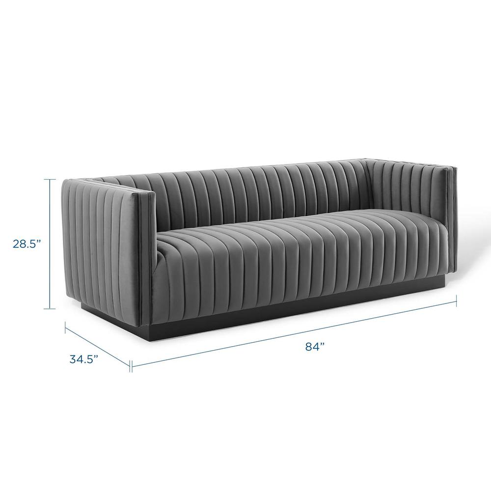 Conjure Channel Tufted Velvet Sofa - Gray EEI-3885-GRY. Picture 2