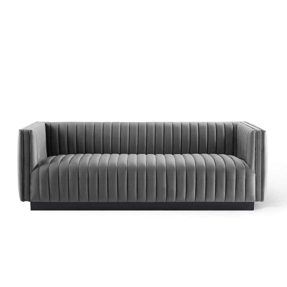 Conjure Channel Tufted Velvet Sofa - Gray EEI-3885-GRY. Picture 5