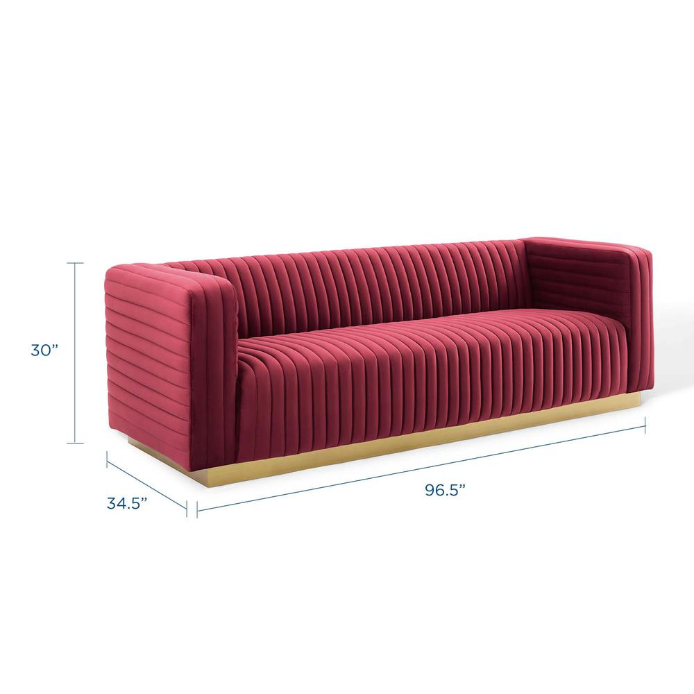 Charisma Channel Tufted Performance Velvet Living Room Sofa - Maroon EEI-3886-MAR. Picture 2