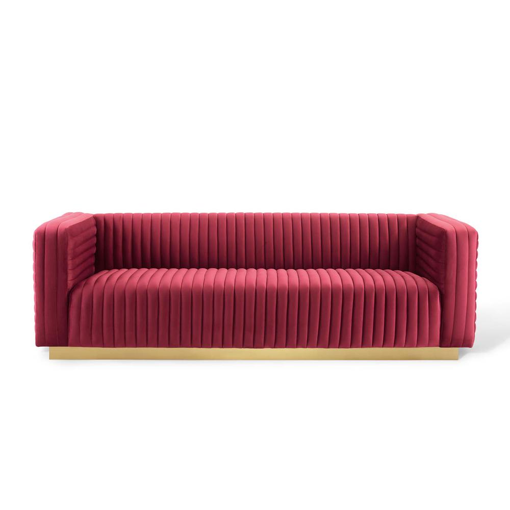 Charisma Channel Tufted Performance Velvet Living Room Sofa - Maroon EEI-3886-MAR. Picture 5