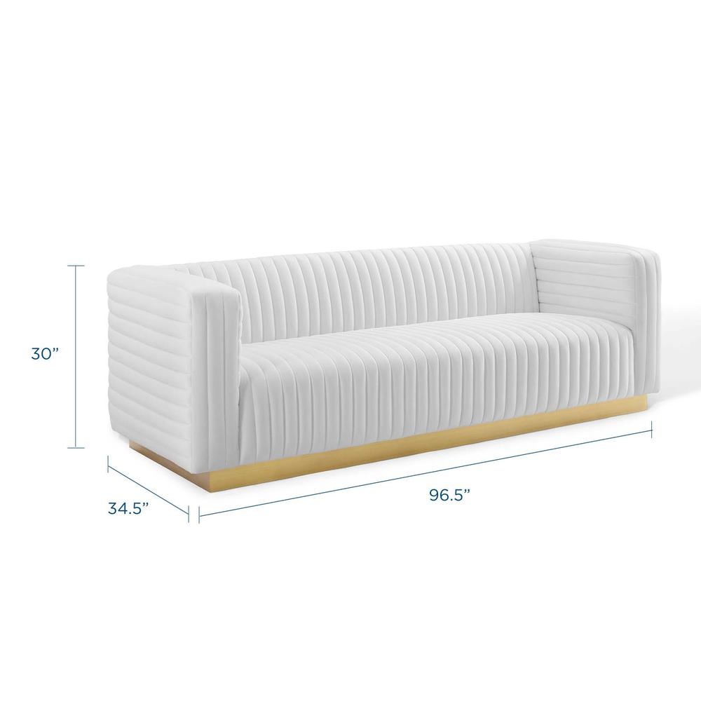 Charisma Channel Tufted Performance Velvet Living Room Sofa - White EEI-3886-WHI. Picture 2