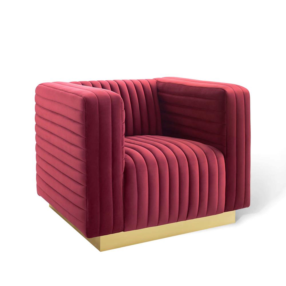 Charisma Channel Tufted Performance Velvet Accent Armchair. Picture 1