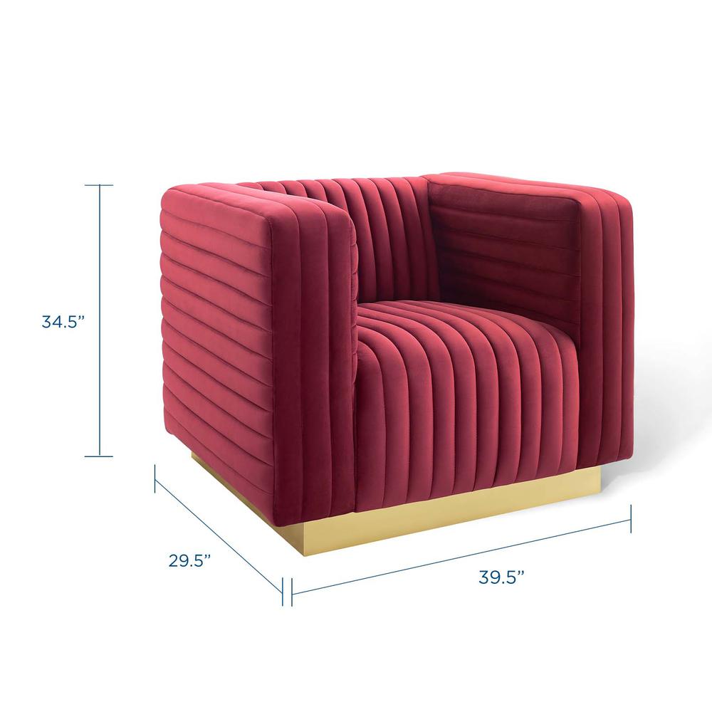 Charisma Channel Tufted Performance Velvet Accent Armchair. Picture 2