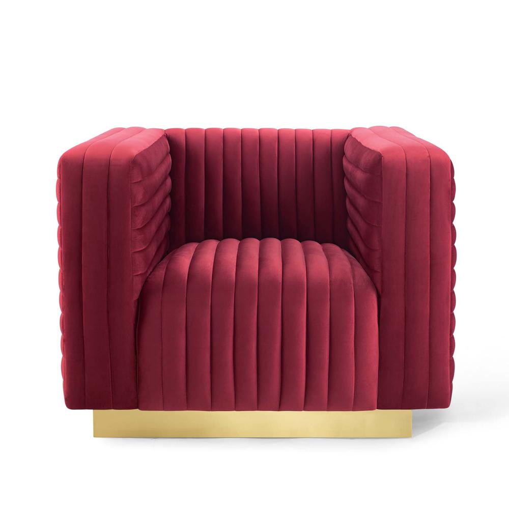 Charisma Channel Tufted Performance Velvet Accent Armchair. Picture 5