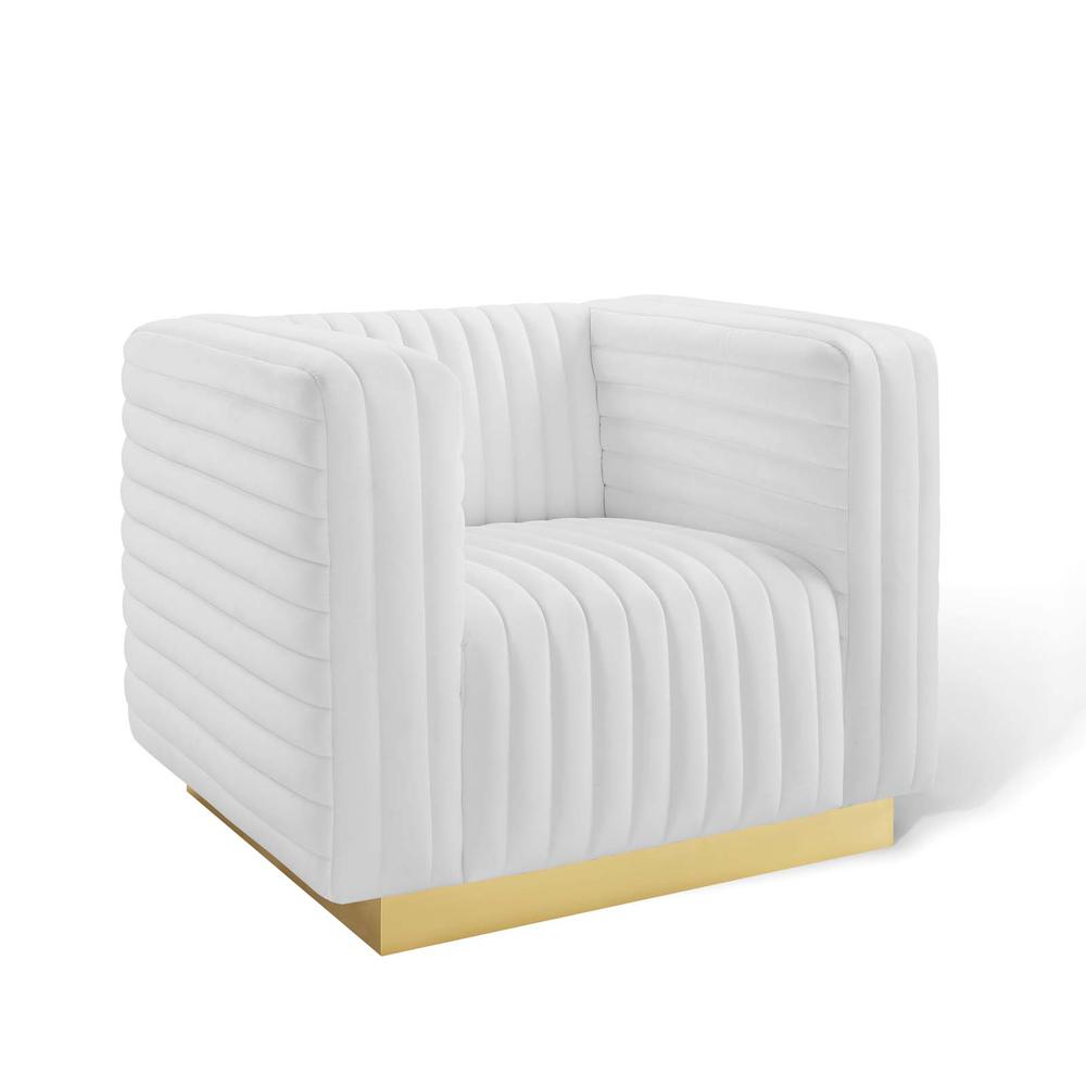 Charisma Channel Tufted Performance Velvet Accent Armchair - White EEI-3887-WHI. The main picture.