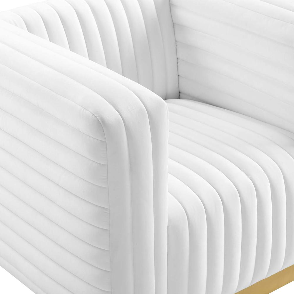 Charisma Channel Tufted Performance Velvet Accent Armchair - White EEI-3887-WHI. Picture 6
