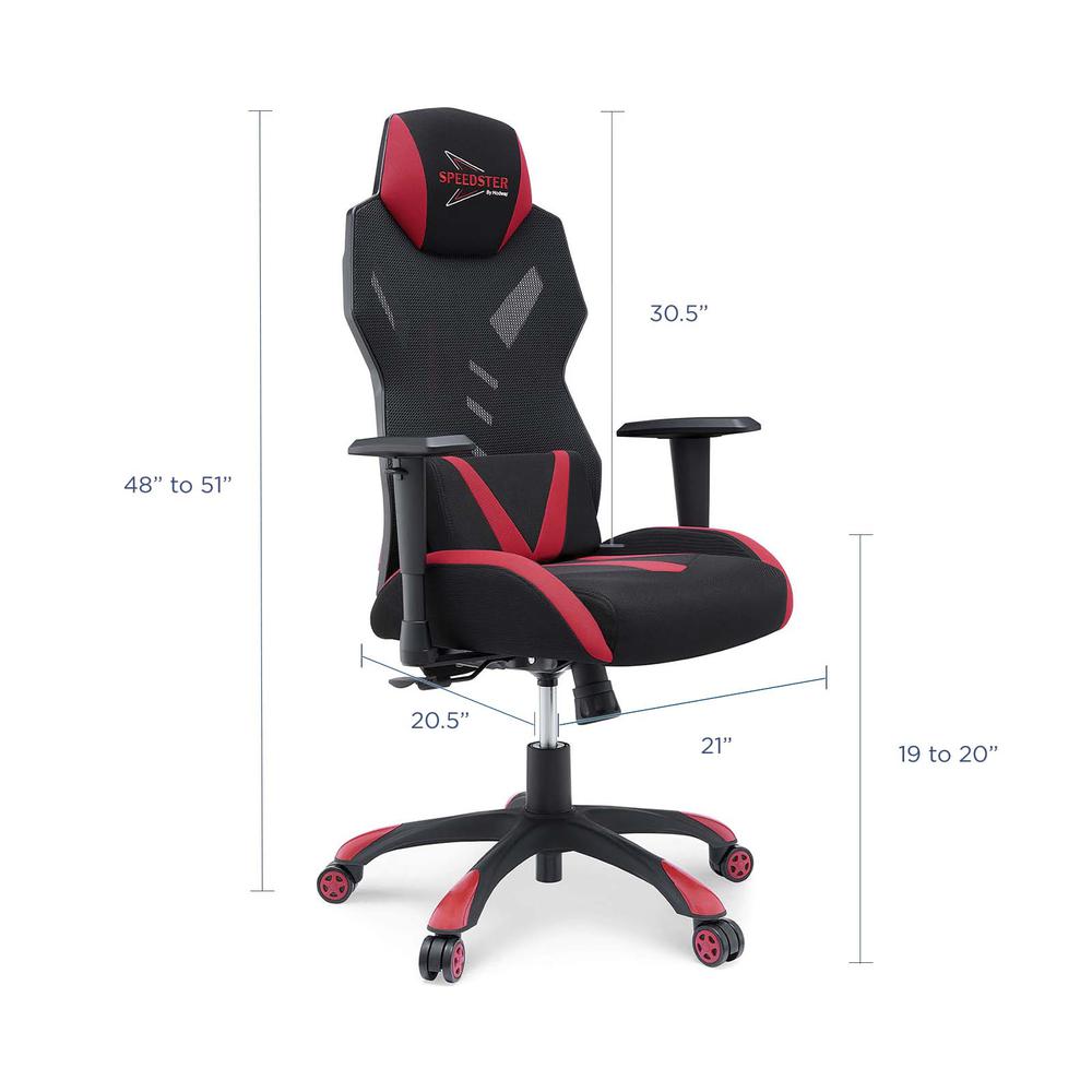 Speedster Mesh Gaming Computer Chair - Black Red EEI-3901-BLK-RED. Picture 2
