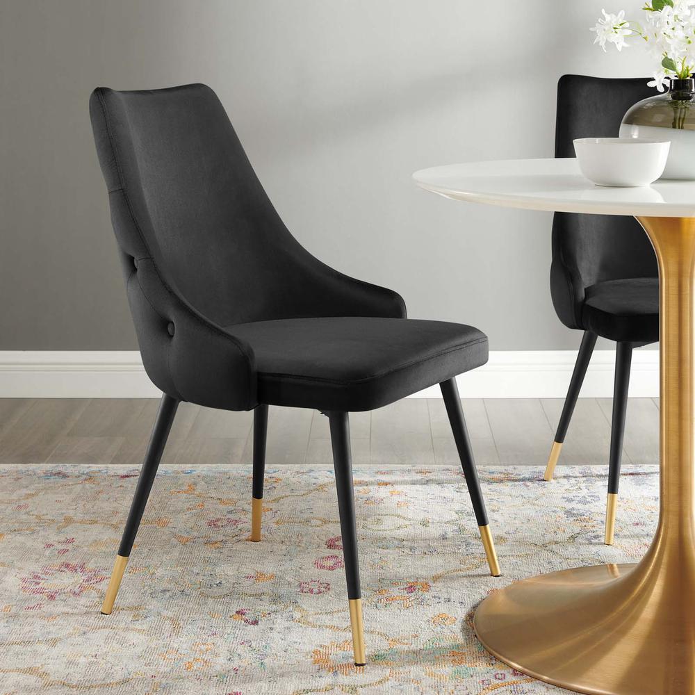 Adorn Tufted Performance Velvet Dining Side Chair - Black EEI-3907-BLK. Picture 8