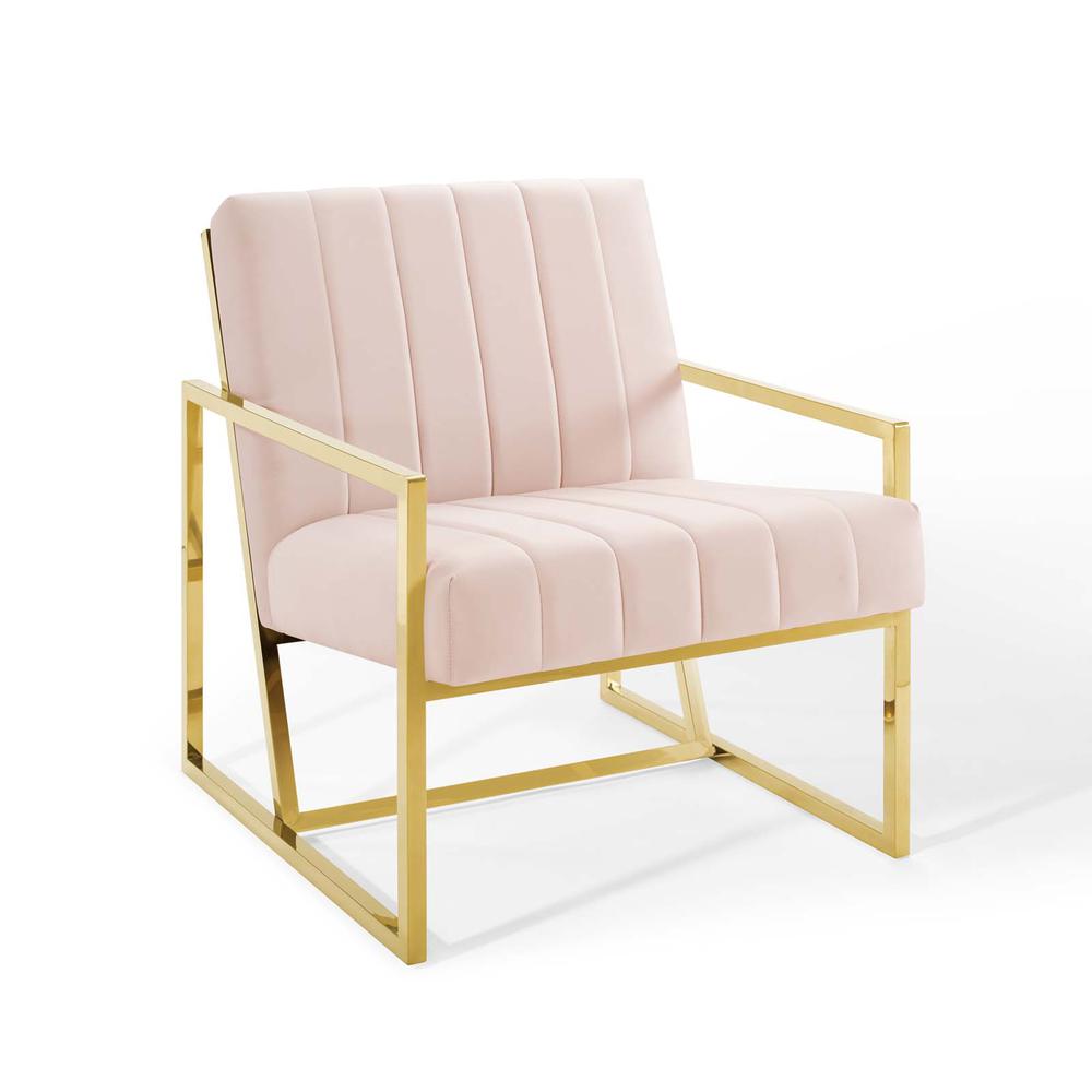 Inspire Channel Tufted Performance Velvet Armchair - Pink EEI-3914-PNK. The main picture.