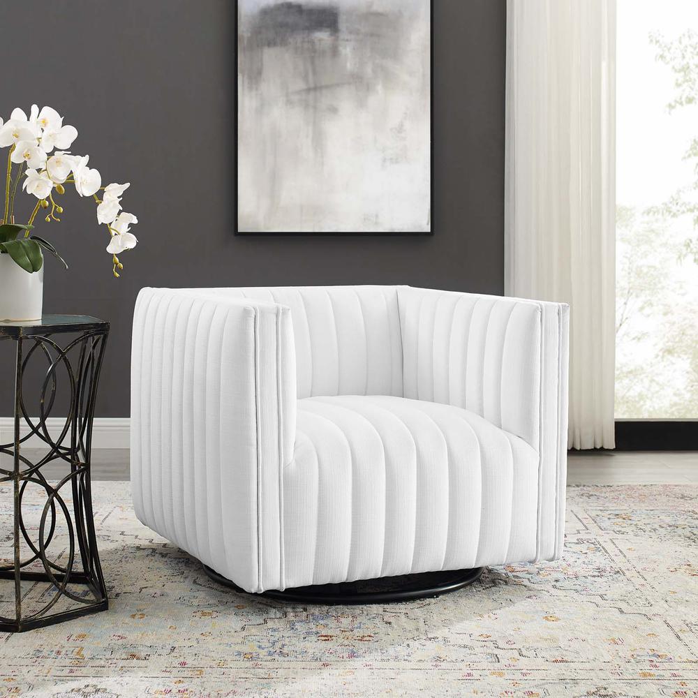 Conjure Tufted Swivel Upholstered Armchair - White EEI-3926-WHI. Picture 9