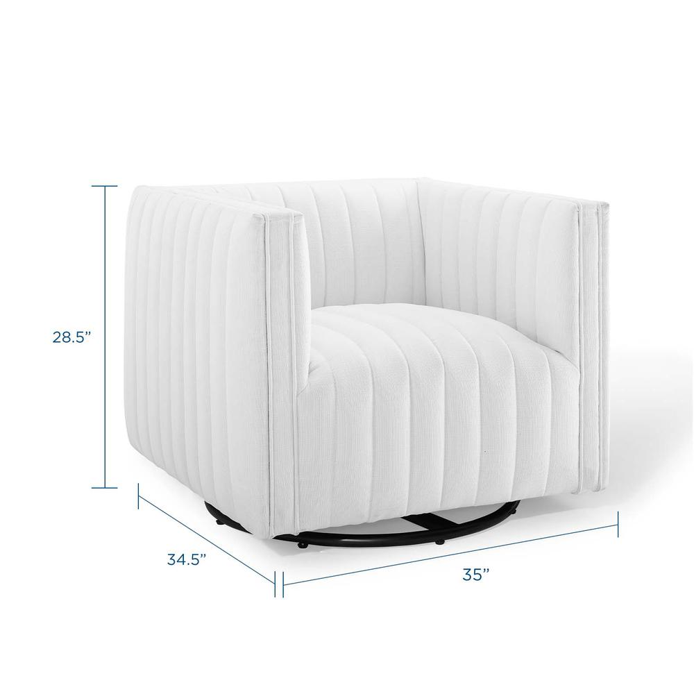 Conjure Tufted Swivel Upholstered Armchair - White EEI-3926-WHI. Picture 2
