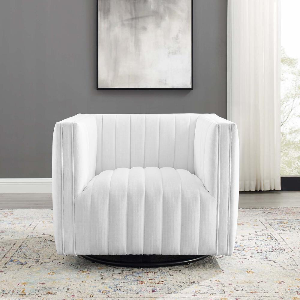 Conjure Tufted Swivel Upholstered Armchair - White EEI-3926-WHI. Picture 8