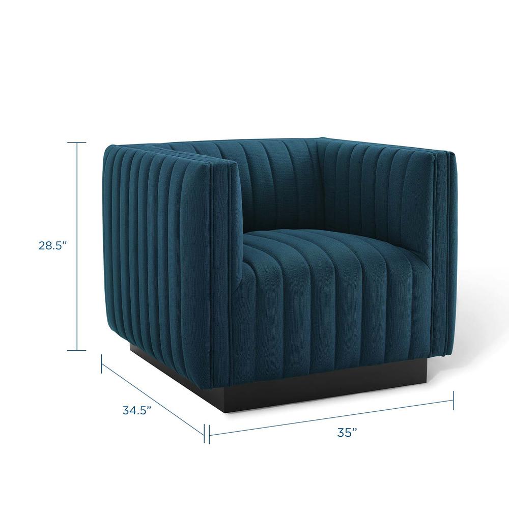 Conjure Tufted Upholstered Fabric Armchair - Azure EEI-3927-AZU. Picture 2