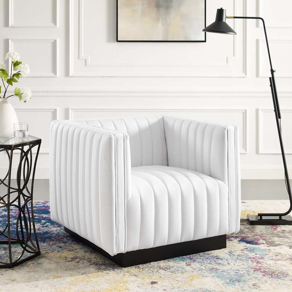 Conjure Tufted Upholstered Fabric Armchair - White EEI-3927-WHI. Picture 9