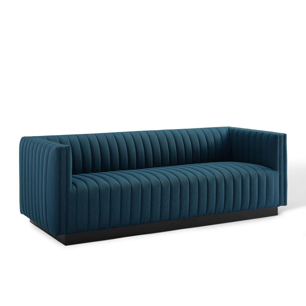 Conjure Tufted Upholstered Fabric Sofa - Azure EEI-3928-AZU. Picture 1
