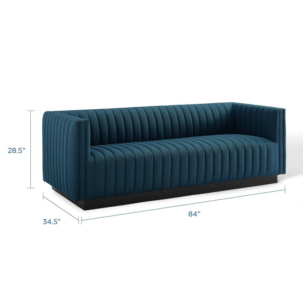 Conjure Tufted Upholstered Fabric Sofa - Azure EEI-3928-AZU. Picture 2