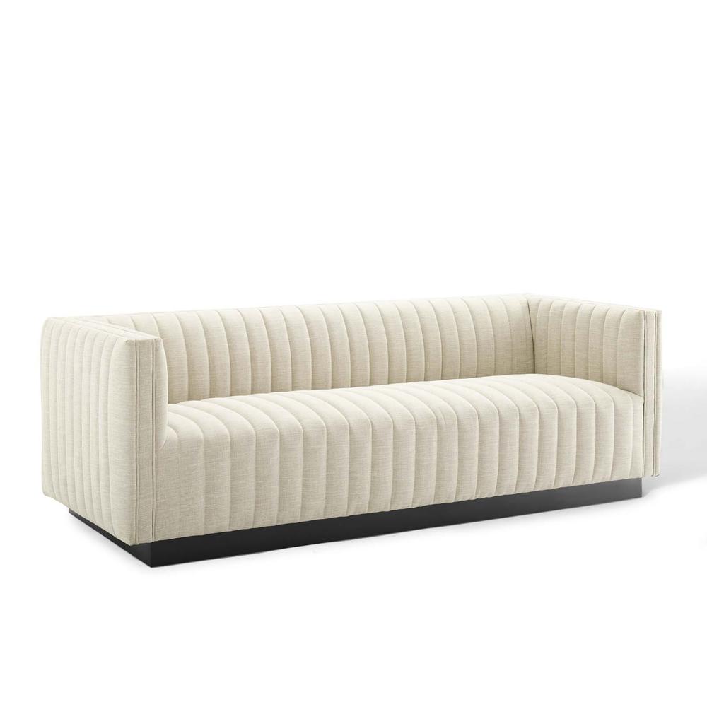 Conjure Tufted Upholstered Fabric Sofa - Beige EEI-3928-BEI. The main picture.