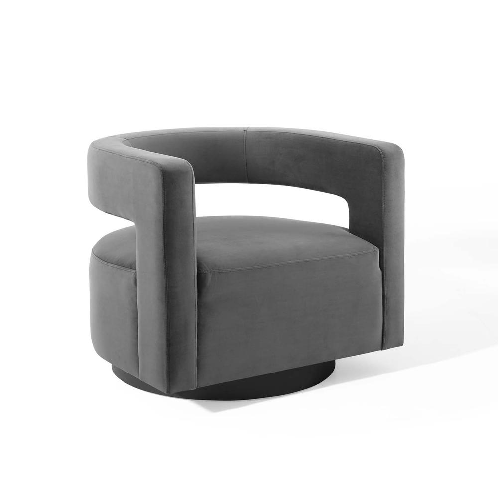 Spin Cutaway Performance Velvet Swivel Armchair - Gray EEI-3947-GRY. The main picture.